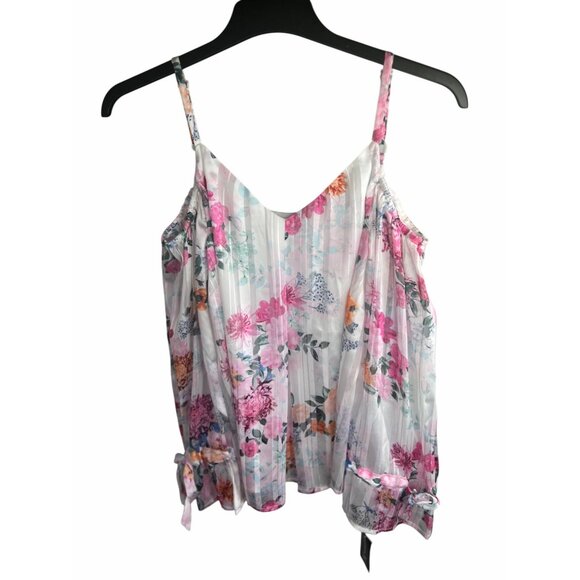 INC Floral International Concepts Cold Shoulder Blouse Sheer Long Sleeves Medium - Picture 12 of 15